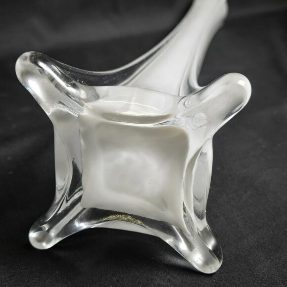 Vintage Clear Glass Floor Bud Vase 16" Tall Trumpet Stretch Flared Base Decor - Picture 5 of 9